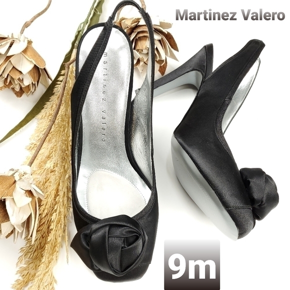 Martinez Valero Blk ButtonBow BabyDoll Slingback 9 - Picture 1 of 15